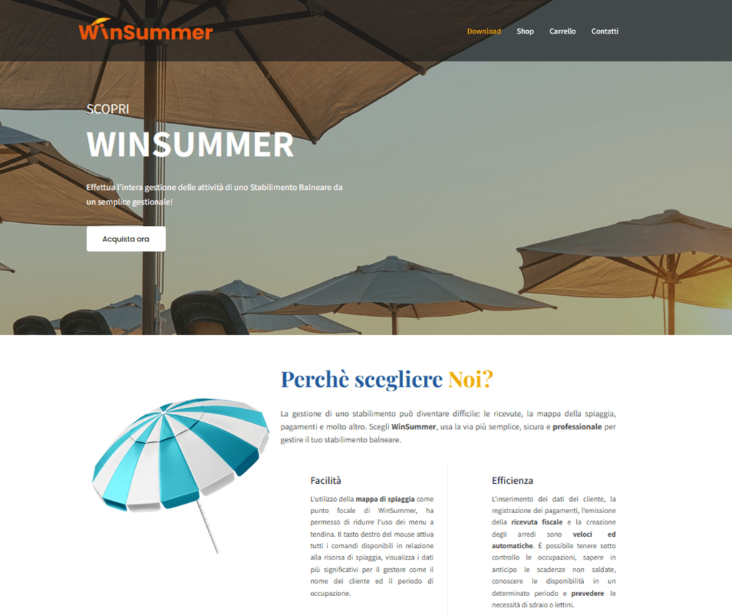 WinSummer Sito prodotto